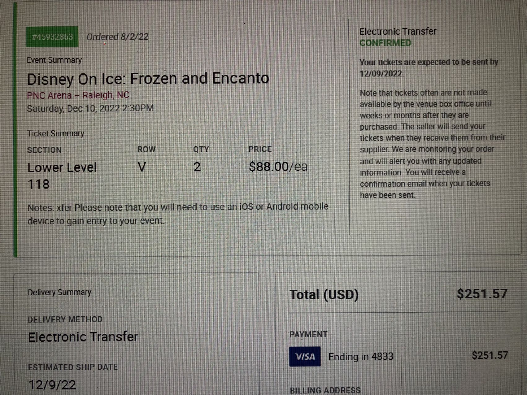 Disney On Ice ticket