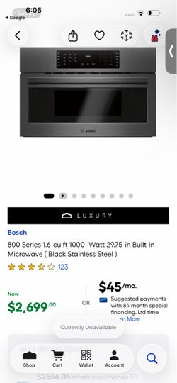 New Bosch built in microwave