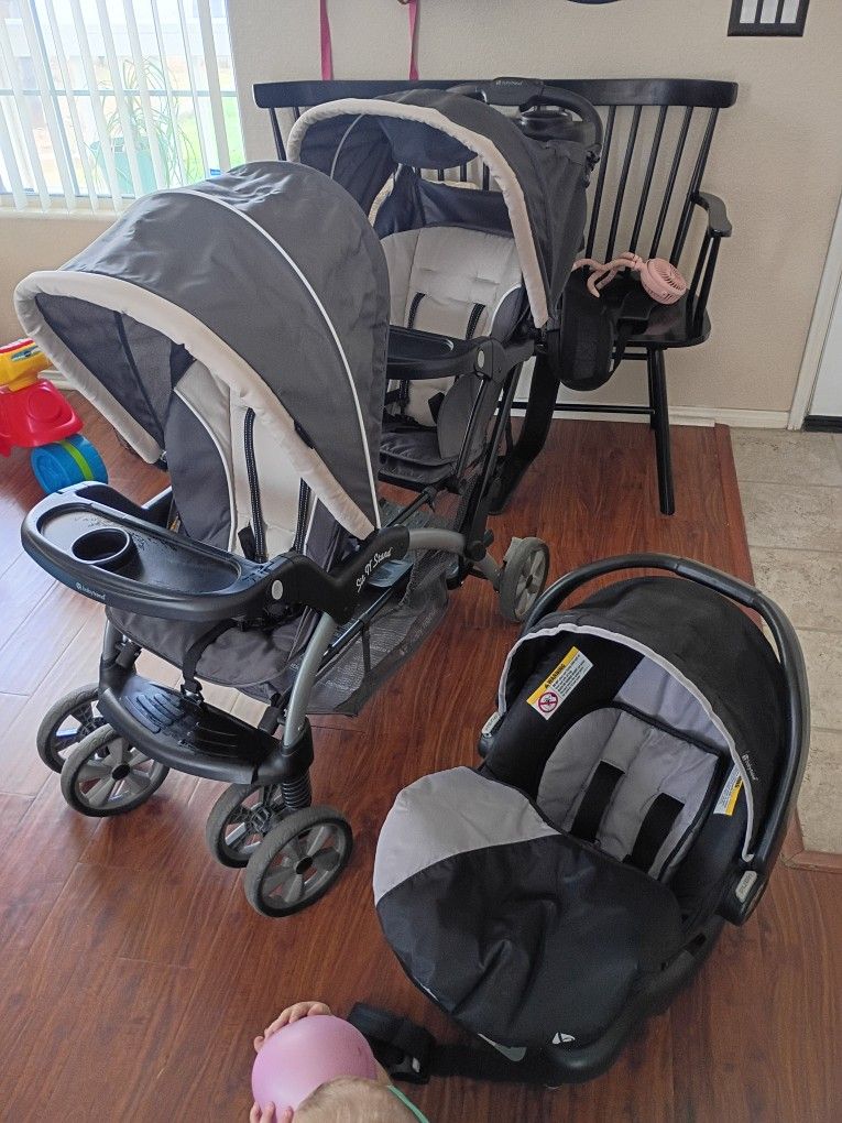 Double Stroller And Car Seat Set