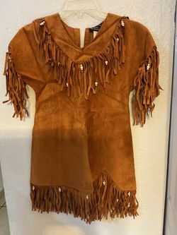 Suede Leather Fringe Dress with Beading