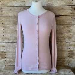 Debut Light Pink Button-Front Cardigan Sweater, Size Medium,