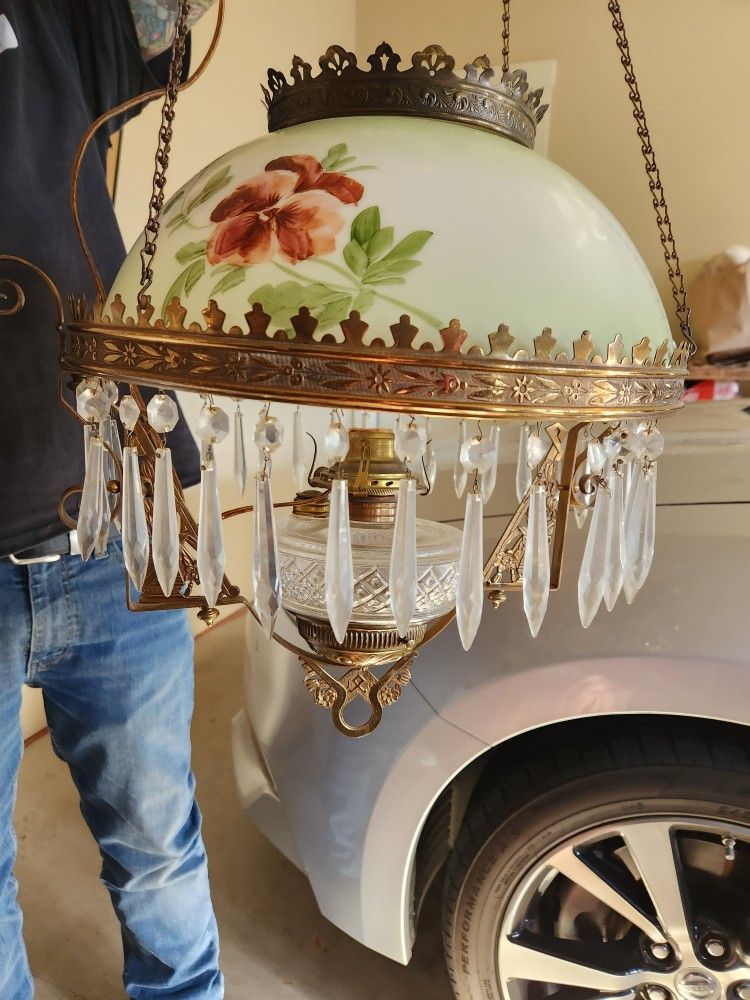 Antique Hanging Parlor Lamp Light