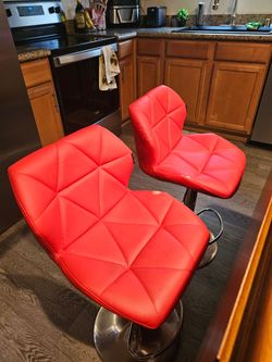 Red swivel bar stools set of 2