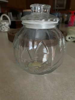 Glass Jack-O-Lantern Candy Jar with Lid