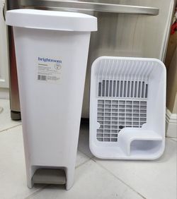 Brightroom Slim Step 11 gal Trash Can & Dish Drainer