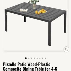Pizzello Patio Wood-Plastic Composite Dining Table for 4-6 Person