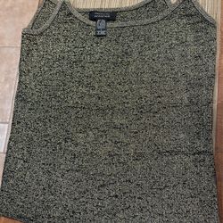 Gold And Black Bling Strap Sparkle Tank Top Large