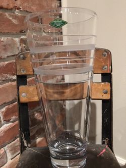 Vintage Shannon Crystal Tall Etched Glass Vase