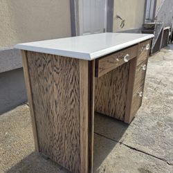 White Washed Oak & Quartz Desk