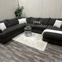 Large 3-piece Gray Sectional Couch - Delivery Available 