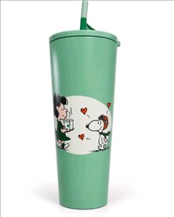 LIMITED EDITION Starbucks Peanuts Snoopy & Sage Green Reusable Tumbler w/ Straw