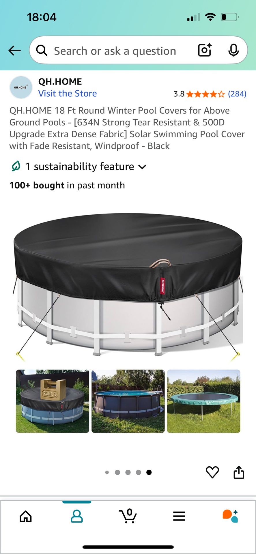 18 Ft Round pool cover