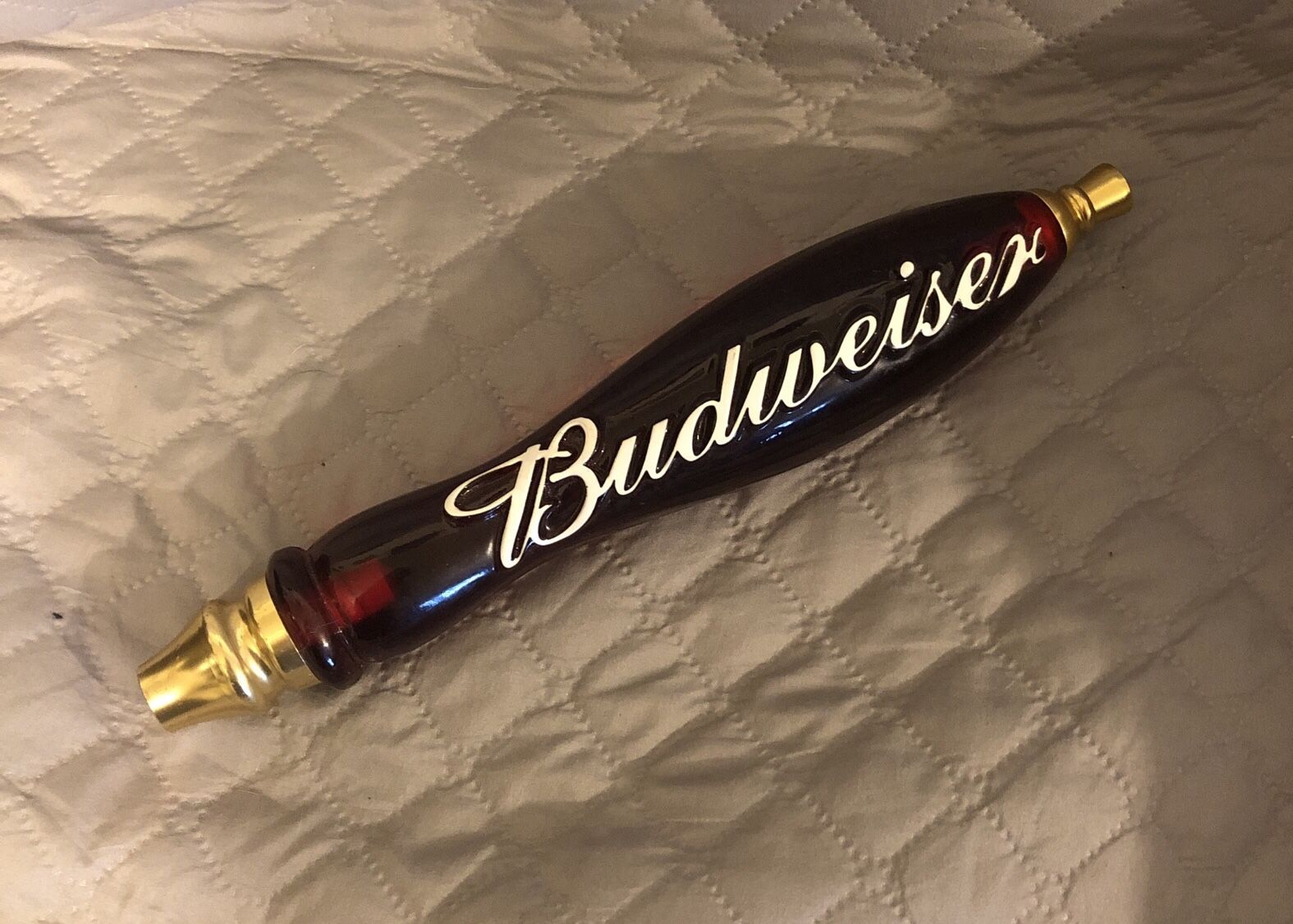 Vintage Red Acrylic Raised Letter Budweiser Beer Tap Handle
