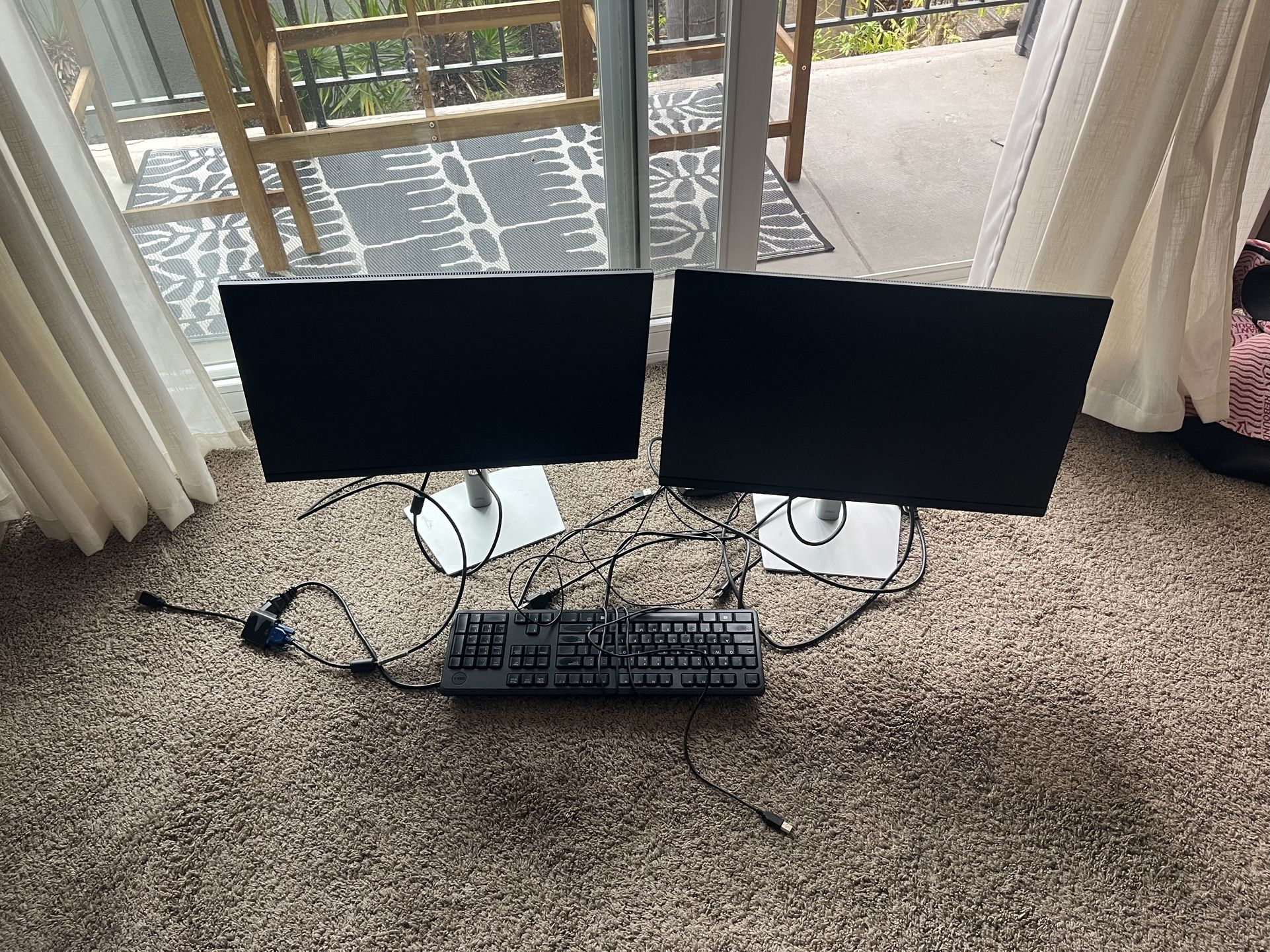 2 Dell 24 Inch Monitors Keyboard And Mouse