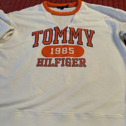 Vintage Womens Tommy Hilfiger Orange And White Sweatshirt 