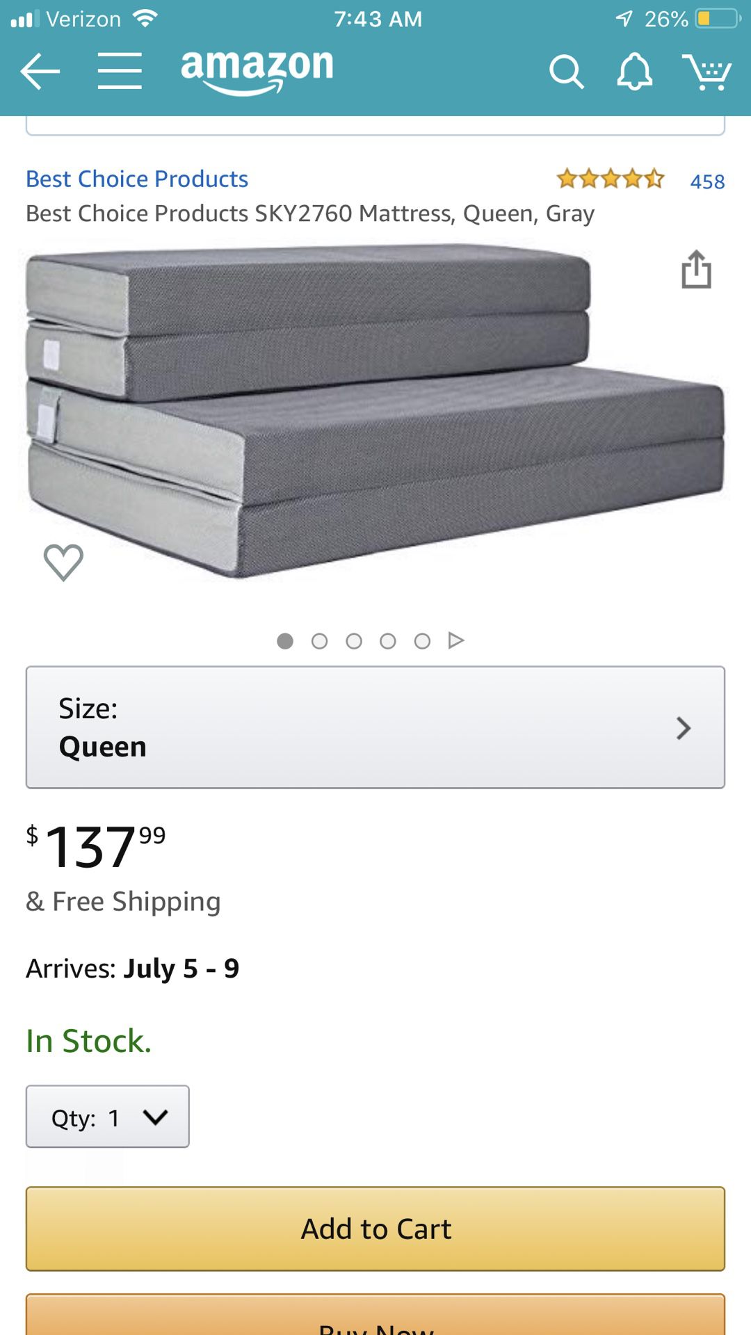 Foldable mattress