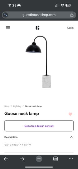 Goose neck Black Lamp with marble base
