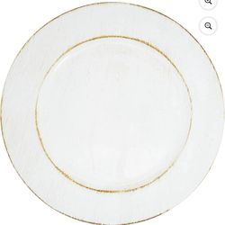 White vintage farmhouse  acrylic charger plate