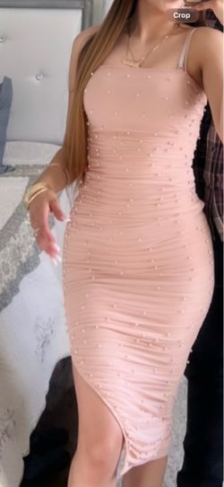 Pearl Bodycon Midi Dress pale rose