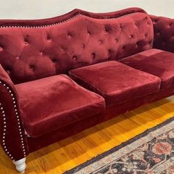 Red Velvet Couch