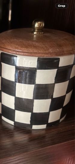 Black-and-white ceramic canister