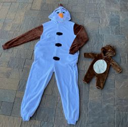 Olaf Adult XL Halloween Costume plus infant plush baby deer hoodie onesie