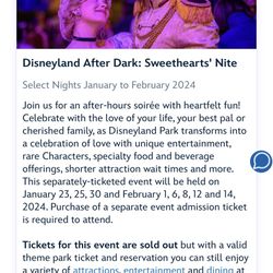 2 Disneyland Tickets- Sweetheart Night