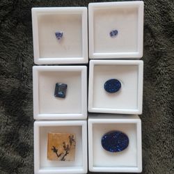 sapphires , Dendritic , Peacock Drusy & tanzanite Set