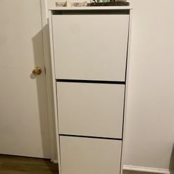 White Shoe Cabinet with 3 Compartment