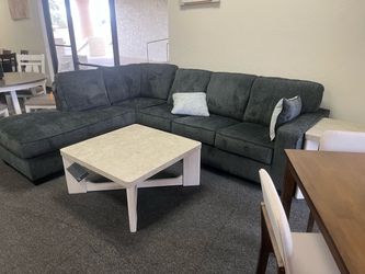 Dark Gray Fabric Sectional Sofa with Chaise