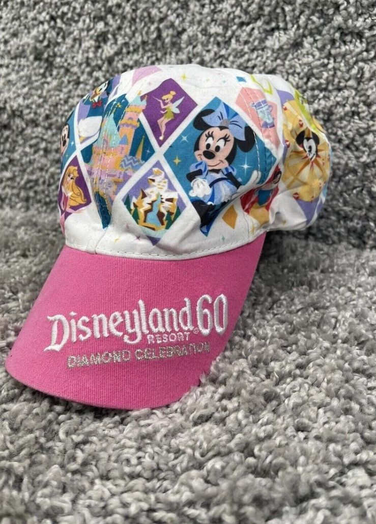 Disneyland Resort 60TH Diamond Anniversary Pink Youth Adjustable Baseball Hat