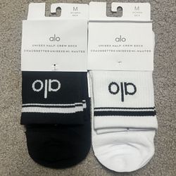 ALO Yoga Throwback Half Crew Unisex Socks LARGE 
