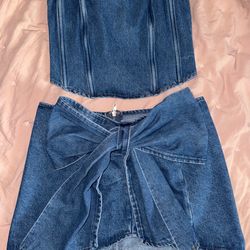 Novaluxe 2 piece denim set size extra small