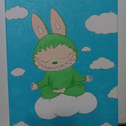 11x14 Labubu Head In The Clouds Authentically Painted Canvas