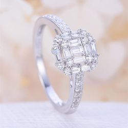 "Wedding/Engagement Square Classical Cubic Silver Ring for Women, VIP194
  