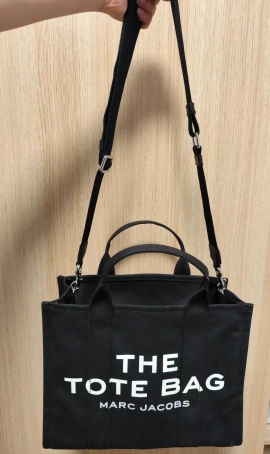 MARC JACOBS Tote Versatile Commuter Letter Logo Printed Cotton Canvas Tote Bag Shopping Bag Canvas Bag Shoulder Crossbody Tote Large Women's Black