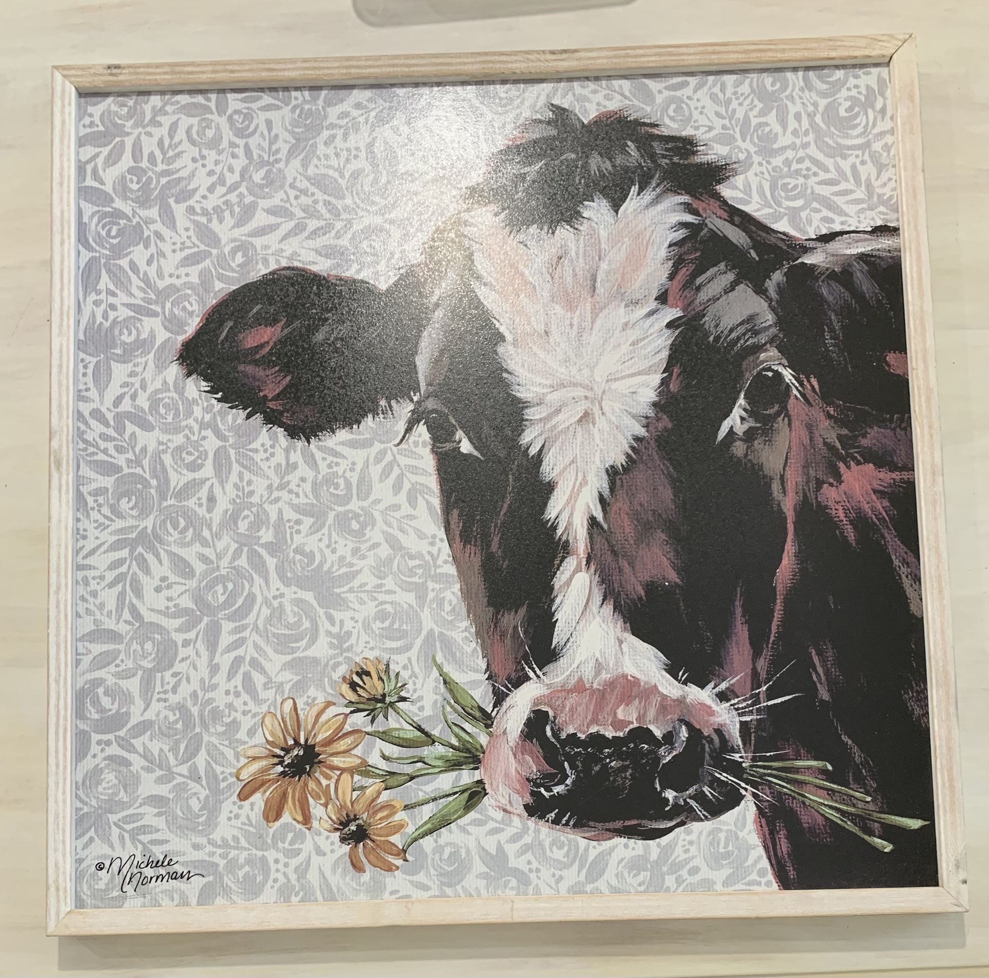 Cow & Flowers Wall Decor Painting 