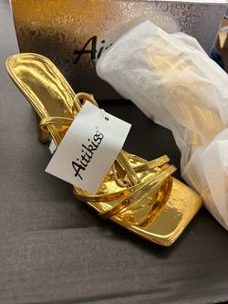 Aitikiss Gold Strappy Heeled Sandals