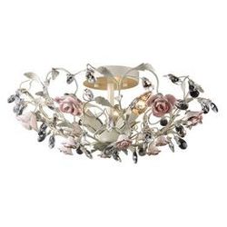 Elk Home Heritage 3-Light Semi Flush Cream Finish, Metal & Porcelain Roses w Clear Crystal (New)