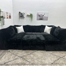 Black Sectional Couch - Free Delivery