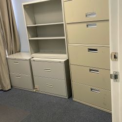 3 Hon Filing Cabinets And 1 Shelf 