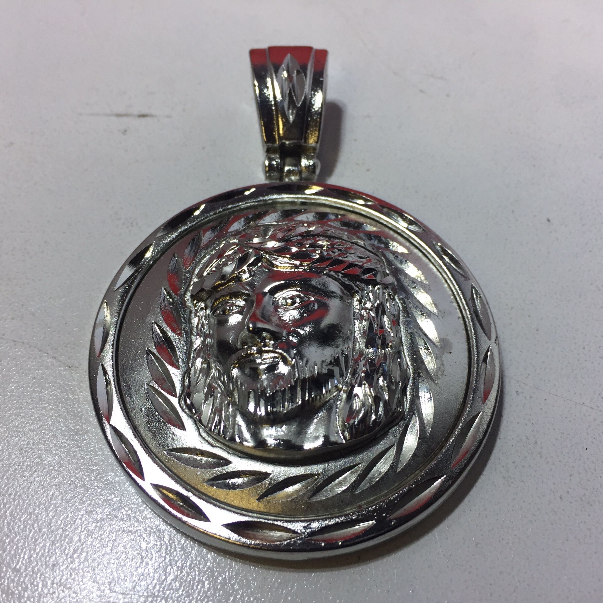 Silver Plated Jesus Head Religious Pendent Necklace Charm
