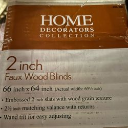 Home Decoration Collection Faux Wood White Blind 66x 64