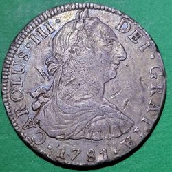 🇲🇽 1781 Mo FF Mexico 8 Reales Silver Coin Chopmarked