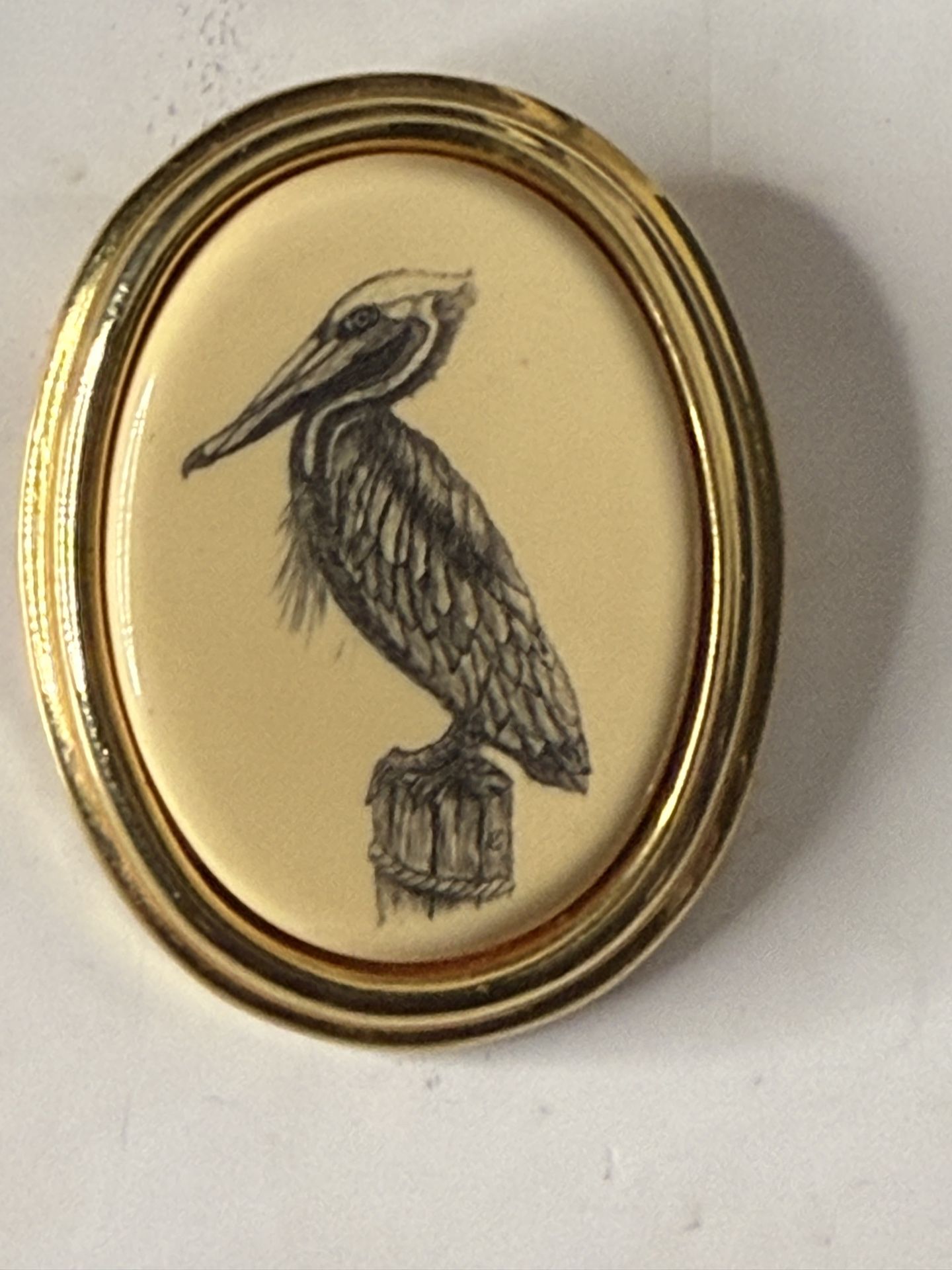 Vintage Barlow Brooch with pelican etching
