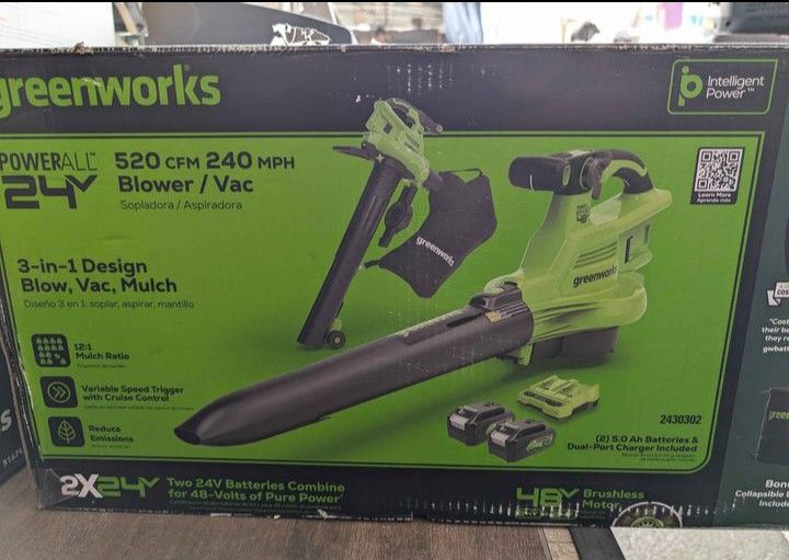 24 Volts Greenworks Leaf Blower And Vacuum 