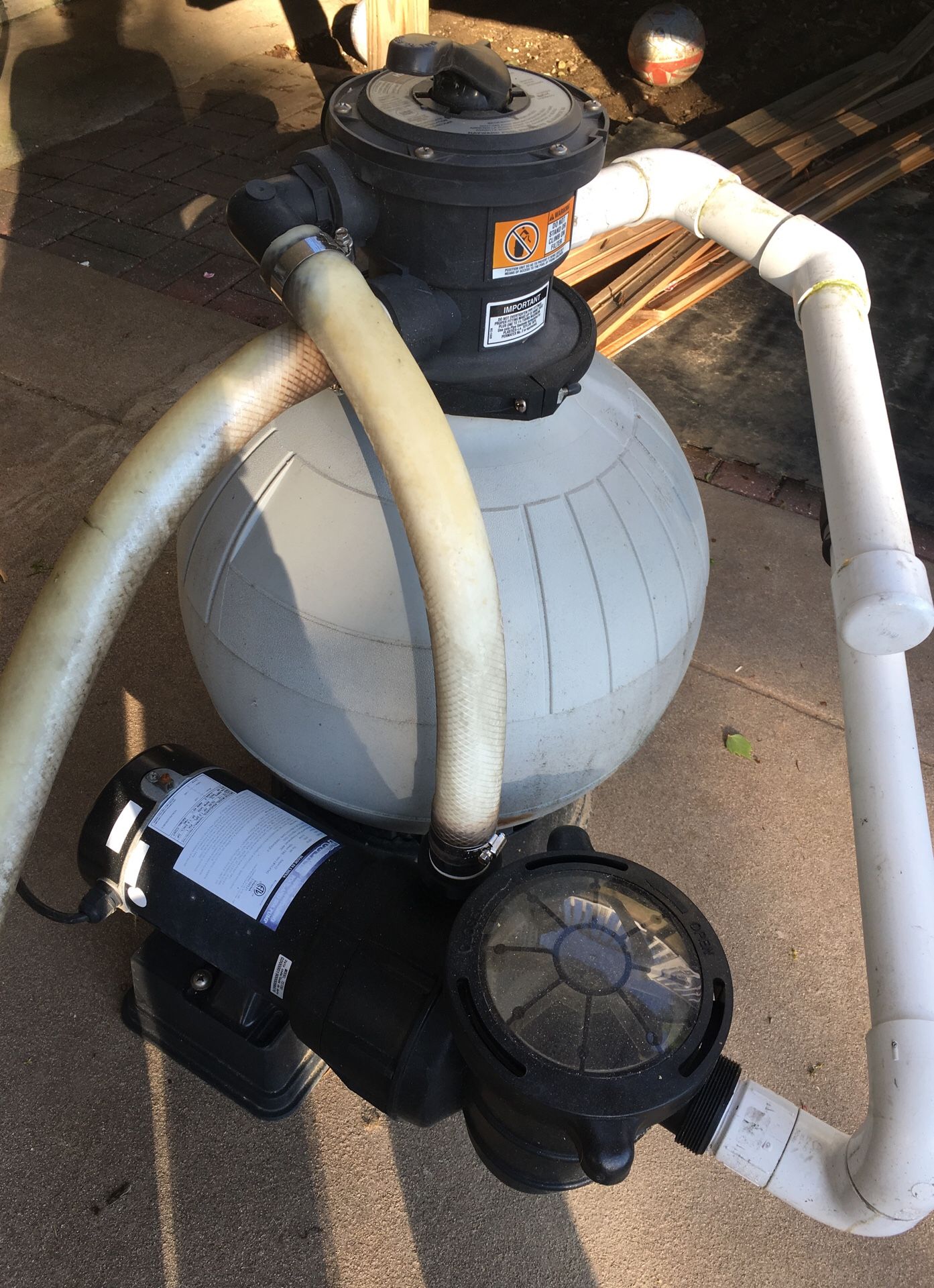 Hayward pool filter system with a new pump purchased last summer