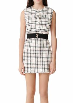 Maje Tweed Plaid Mini Shift Dress