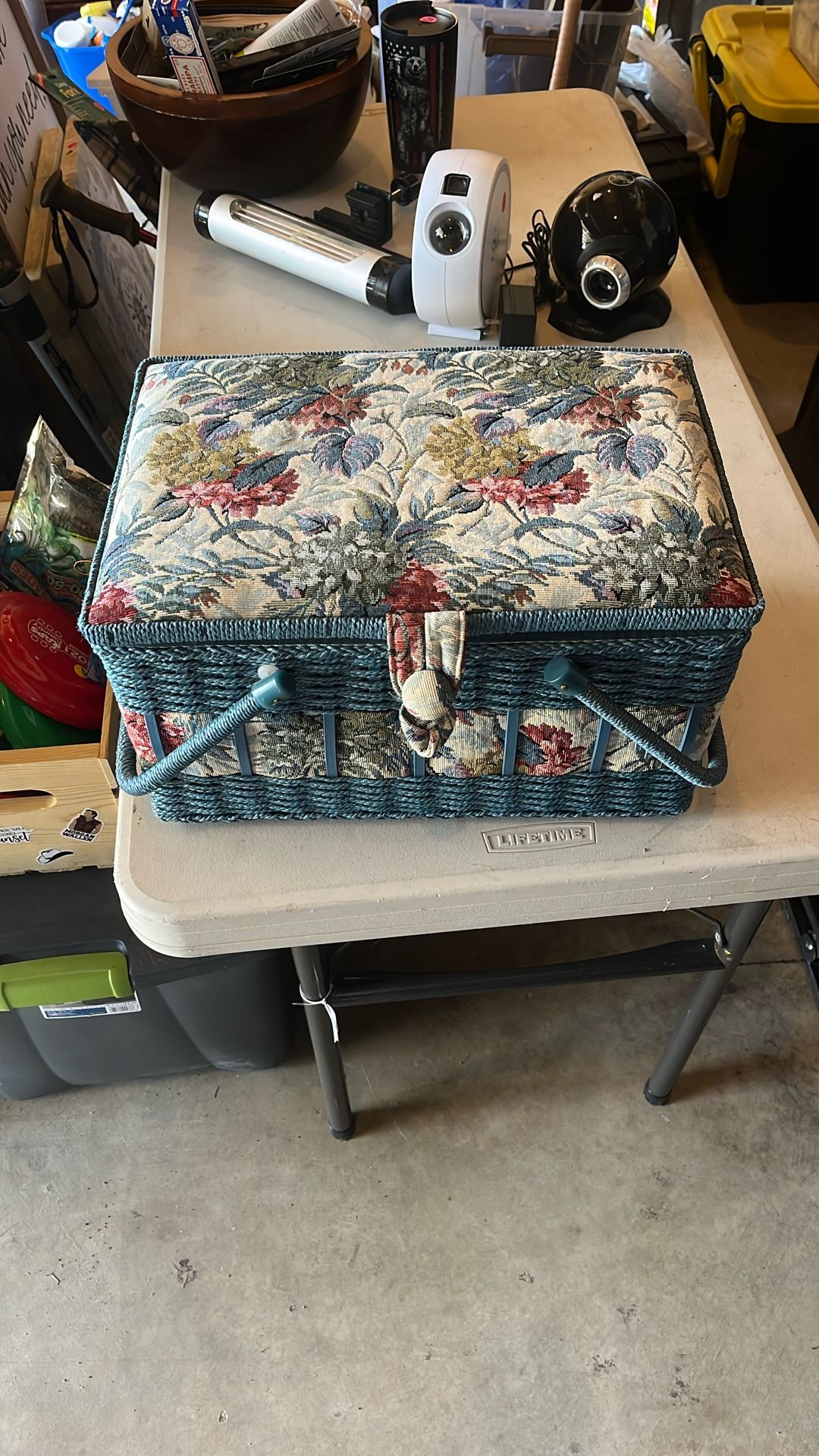 Sewing Basket With Many Things Inside