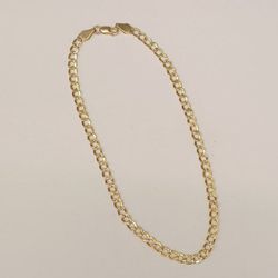 10kt Real Gold Cuban Diamond Cut Anklet Size 10 Inches 